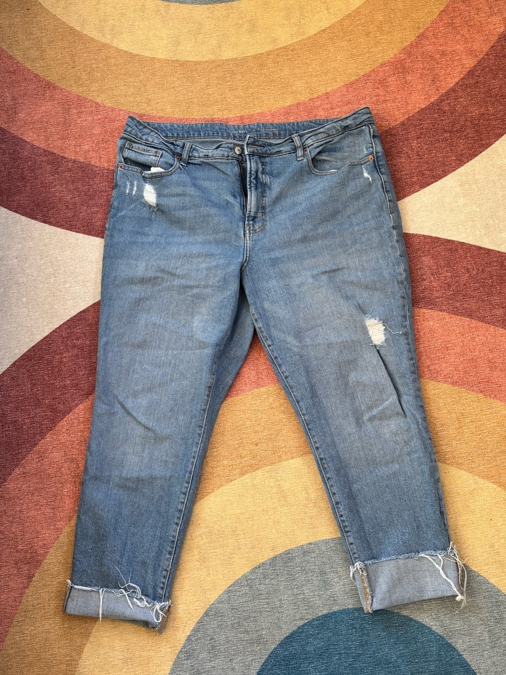 Old Navy Light Blue Boyfriend Jeans with Cuffed Hems